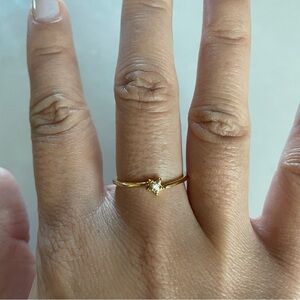 Woman Gold Star Ring Size 7 Cubic Zirconia Gold Filled Celestial Stacking